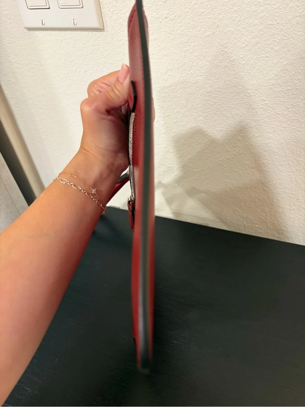 Authentic Salvatore Ferragamo Red Leather Wristlet Clutch